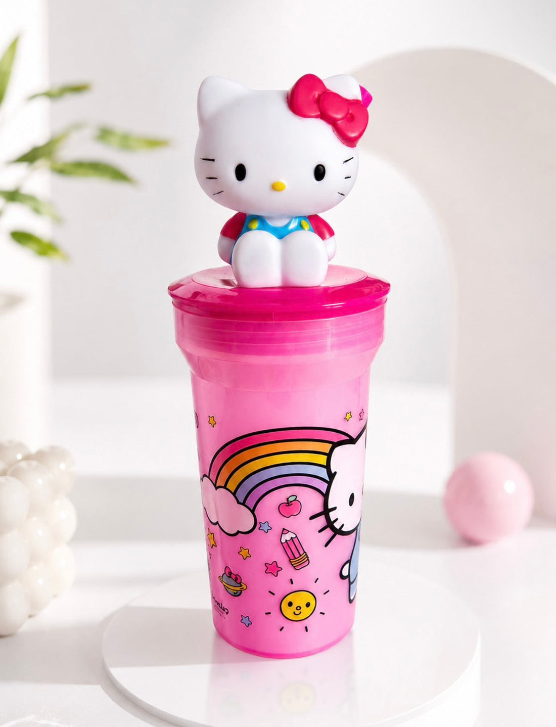 🌈 Brighten Your Day with the Adorable Hello Kitty 3D Tumbler 💖