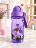 F04: Princess Kids Water Bottle with Straw & Carry Strap – Leakproof Purple Bottle