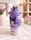 F06: Kuromi 3D Dome Stainless Steel Tumbler with Straw – Premium Purple Insulated Bottle