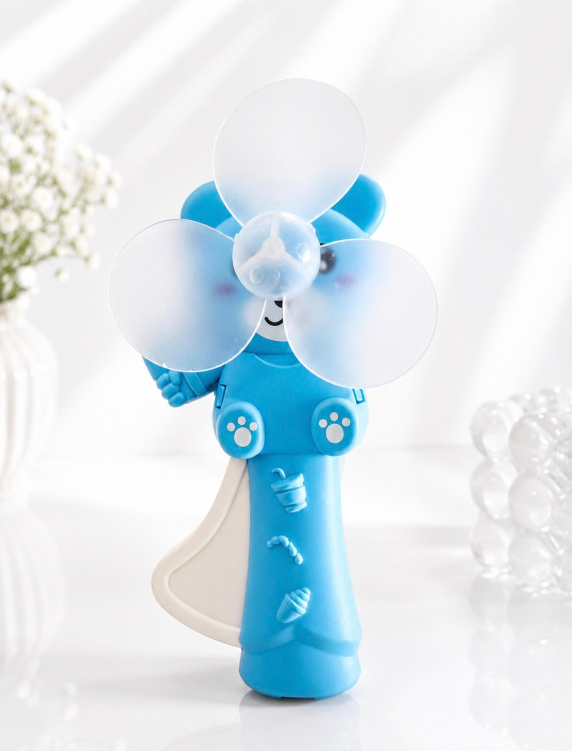 F08: Bear Handheld Mini Fan –Blue Fan