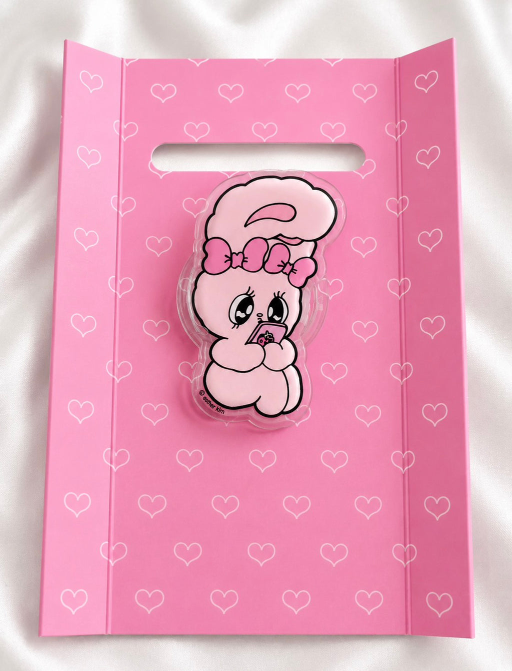F15: Esther Bunny Clear Shockproof Case for iPhone 16 Pro Max – Pink