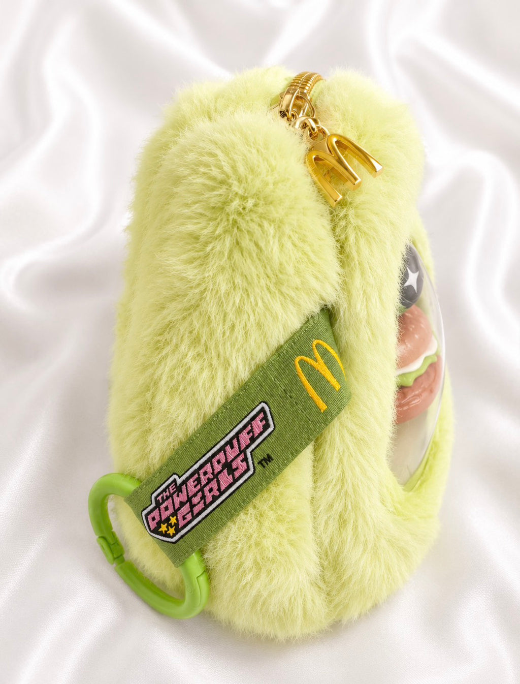 F18: Heart Faux Fur Display Pouch Keychain – Green