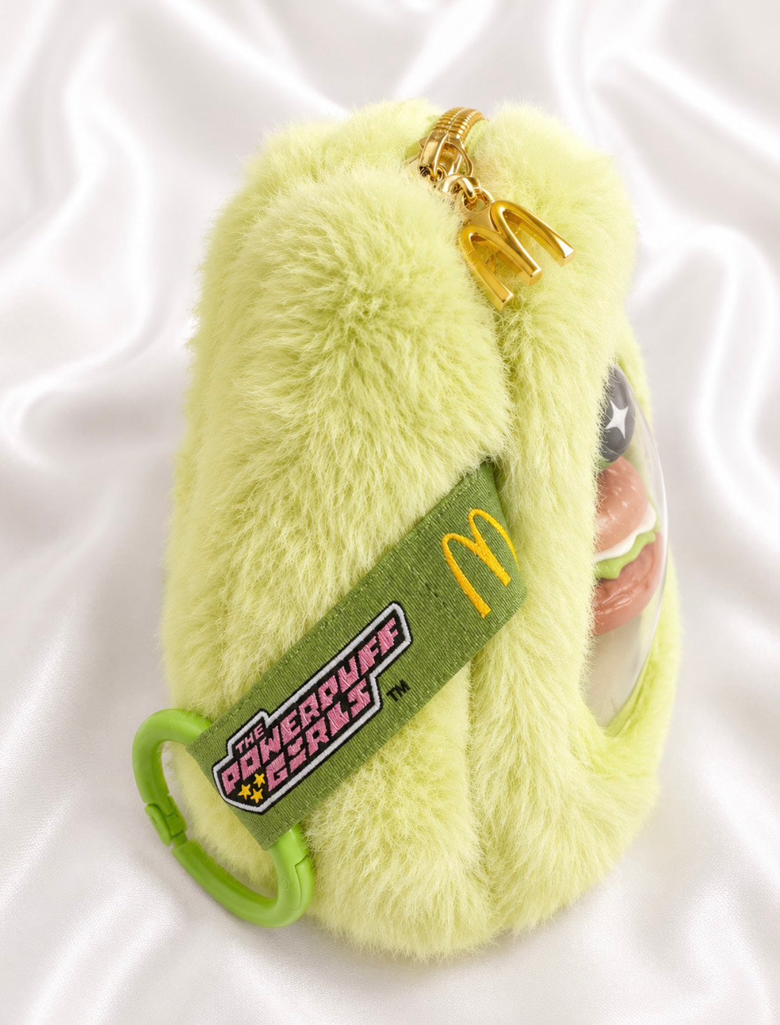 F18: Heart Faux Fur Display Pouch Keychain – Green