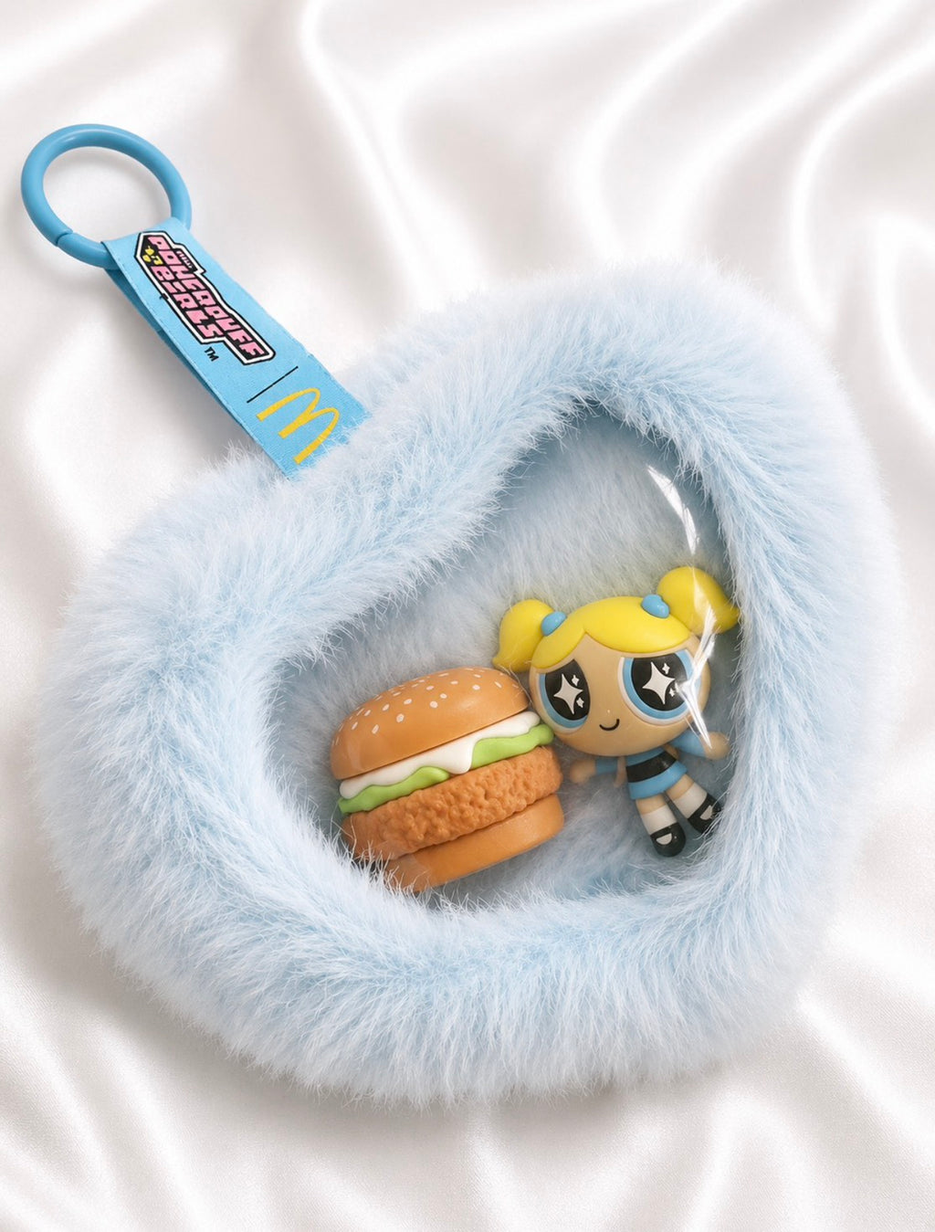 F19: Heart Faux Fur Display Pouch Keychain – Blue