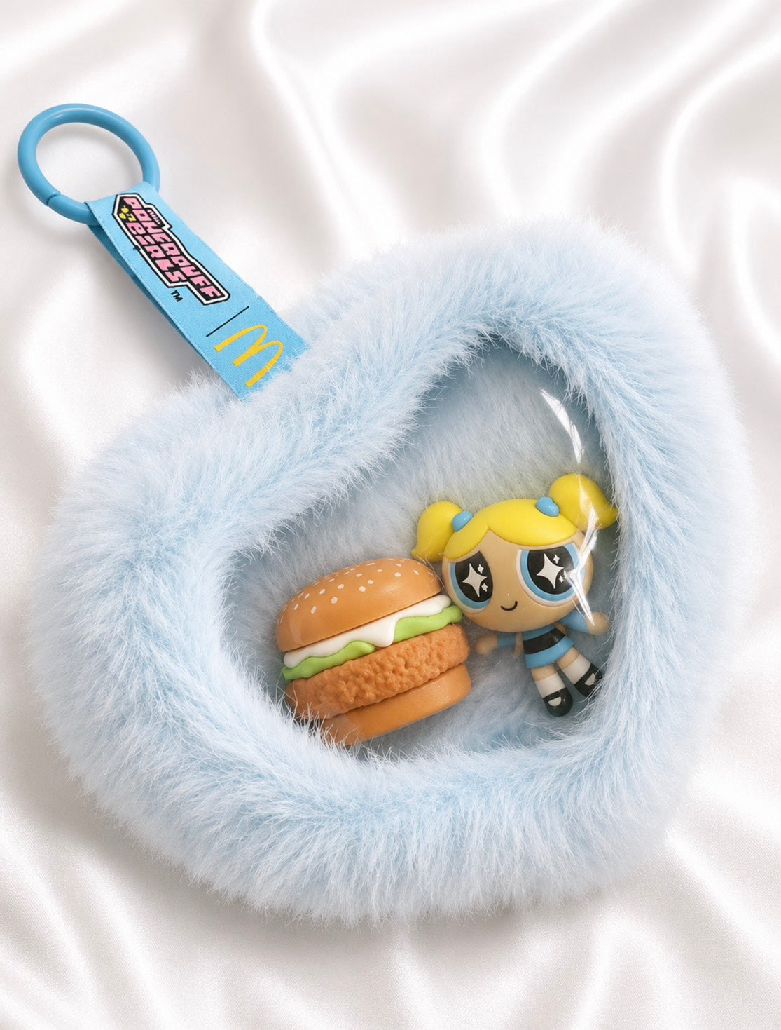 F19: Heart Faux Fur Display Pouch Keychain – Blue