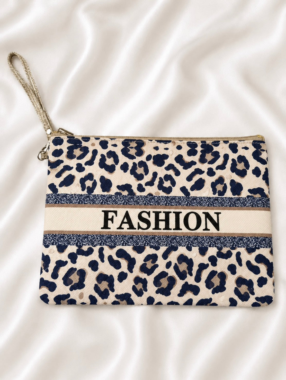 F22: Leopard Print Canvas Wristlet Pouch