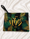 F10: Floral Canvas Zipper Pouch – Black
